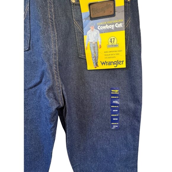 Wrangler Mens Premium Performance Regular Fit Jeans 35 X 36 Blue Denim - Picture 3 of 9